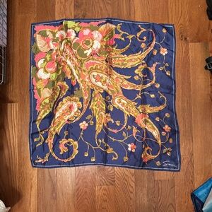 Vintage Colorful Paisley Silk Scarf